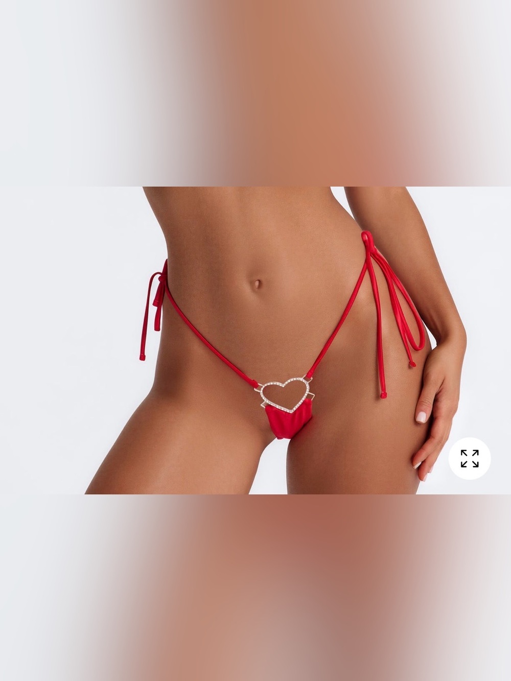 Fashion Nova Red Heart-Embellished Tie-Side G-String Panty